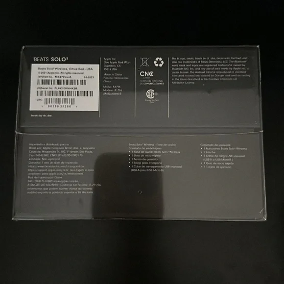 Beats Solo3 on Ear Wireless Bluetooth Headphones in Citrus Red NEW Sealed box - Picture 3 of 3